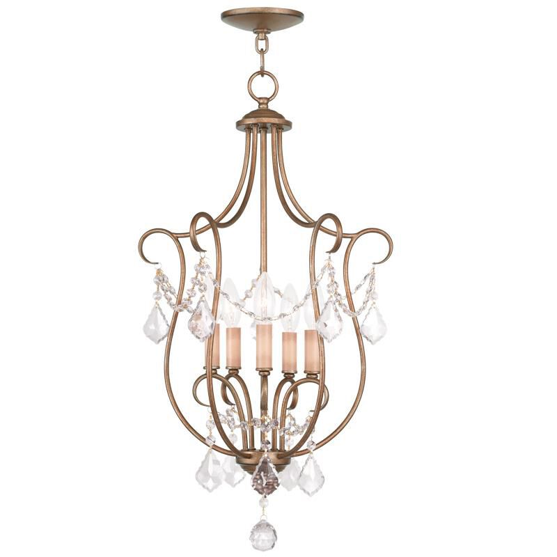 Shown in Antique Gold Leaf finish and Clear crystal 